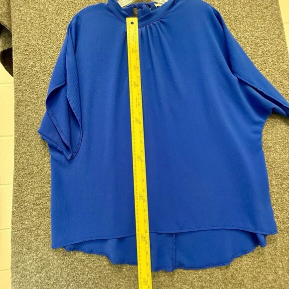 Navy Blue Blouse Womens Large Flowy Pullover Career Polyester Top Lightweight - Picture 13 of 14